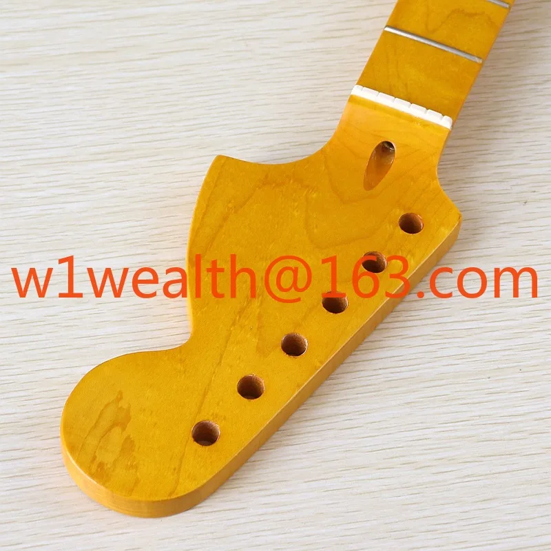 Suitable for electric guitar neck 6 strings 22 frets big head neck with maple bright yellow back centerline handle