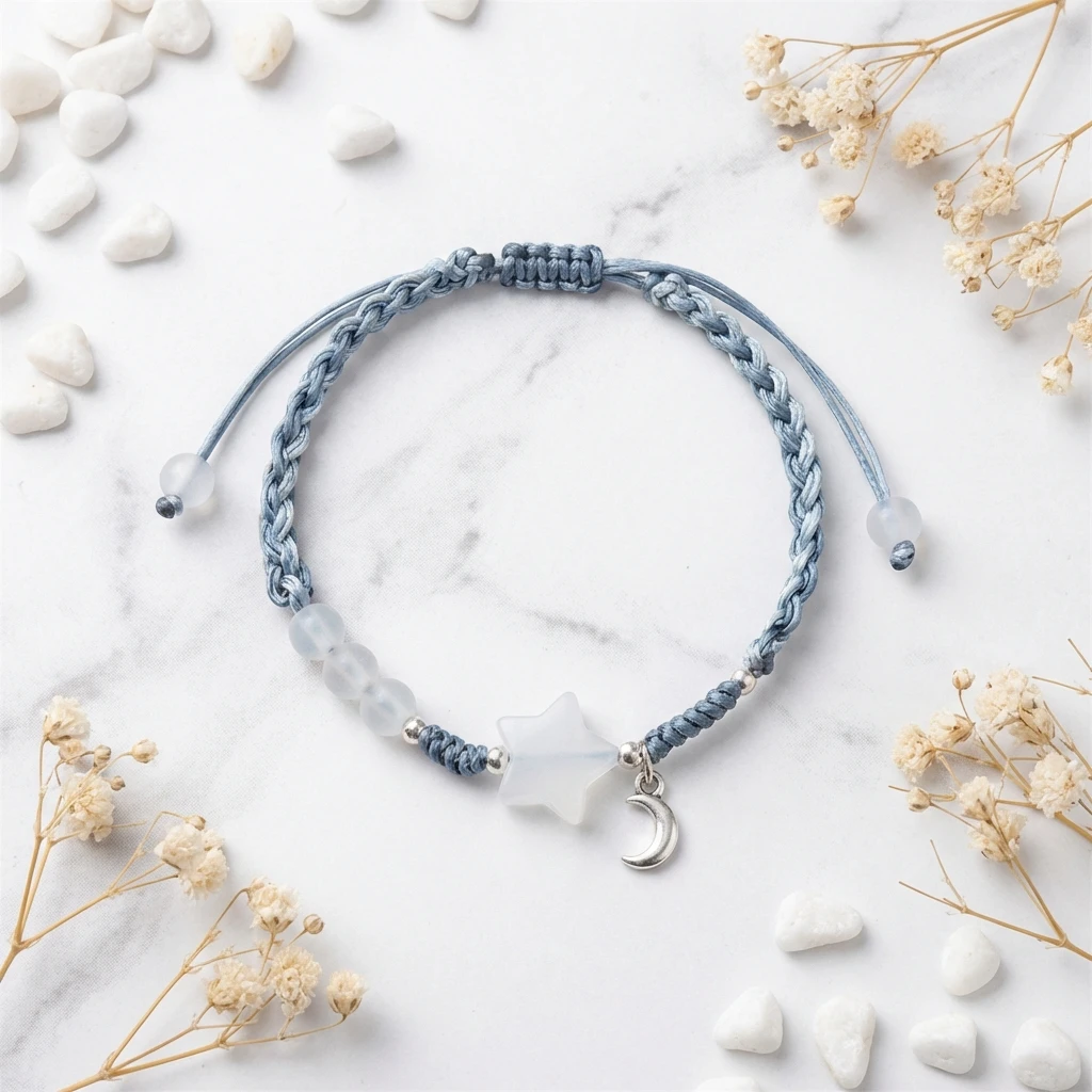 Lucky Cute Star Moon Bestie Bracelet for Women Y2K Aesthetic Woven Rope Friendship Bangle Fashion Accessories Jewelry Gift - view 5