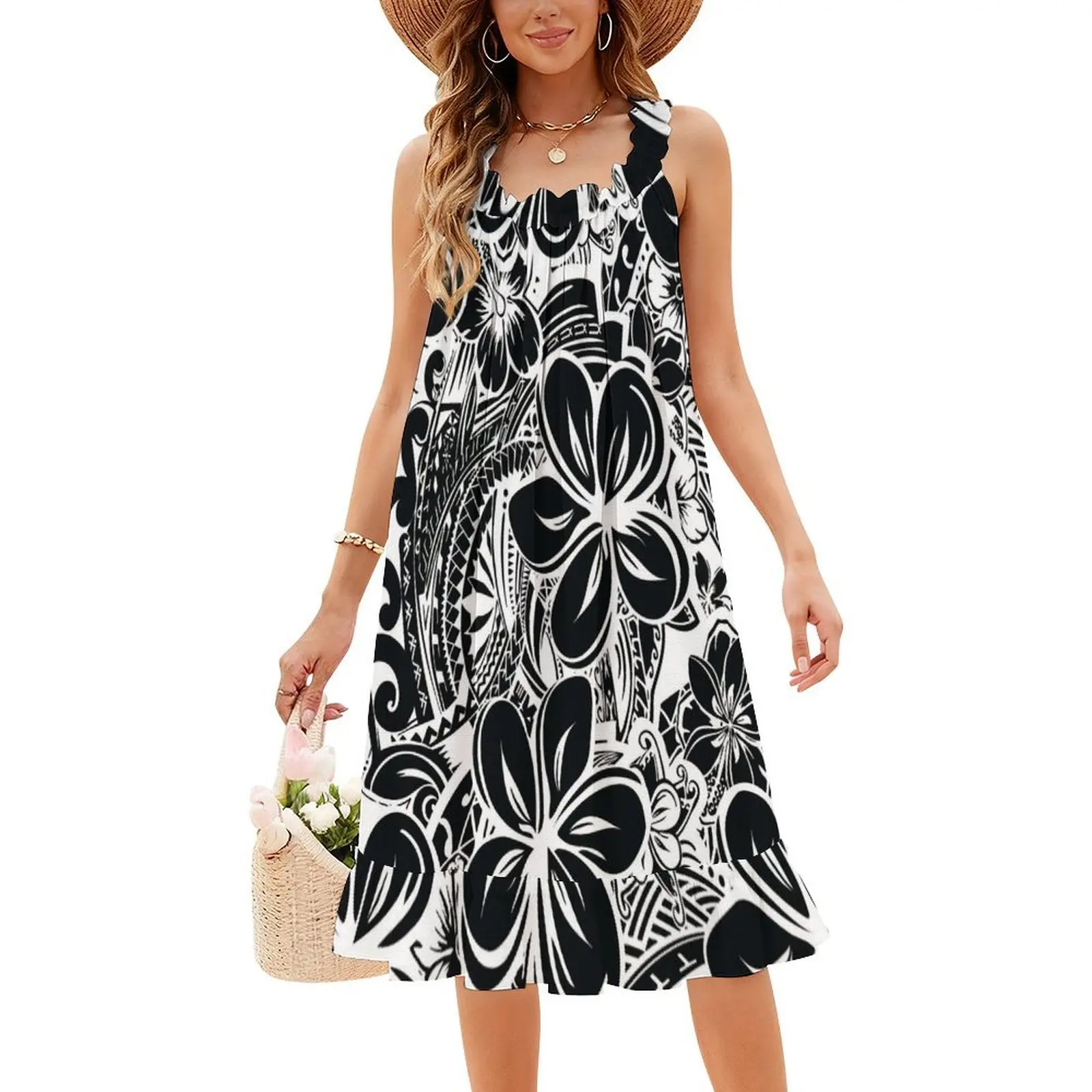 فستان سافاي بولينيزيا قبلية بوهو شيك أنيق أنيق على الشاطئ لحفلات الزفاف ثوب ساموا تابا بولي وشم بولينيزي #4