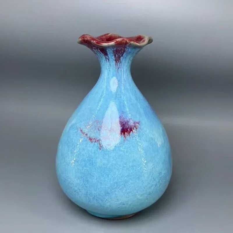 

Jie-ceramic vase for decoration, blue and blue color, 18.5 cm