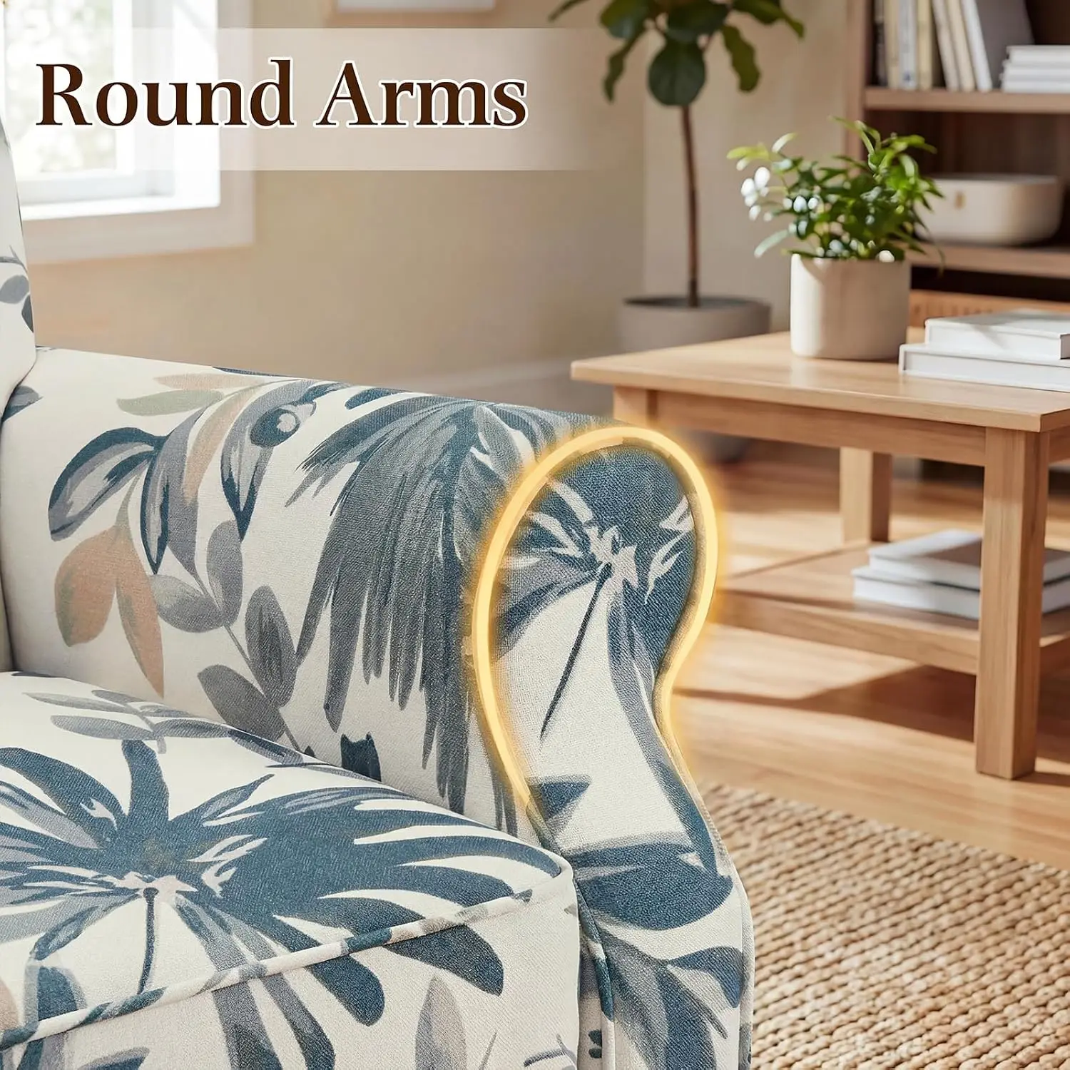 Modern Accent Chair,High Back Armchair,Upholstered Fabric Button Single Sofa with Wooden Legs for Living Room,Bedroom