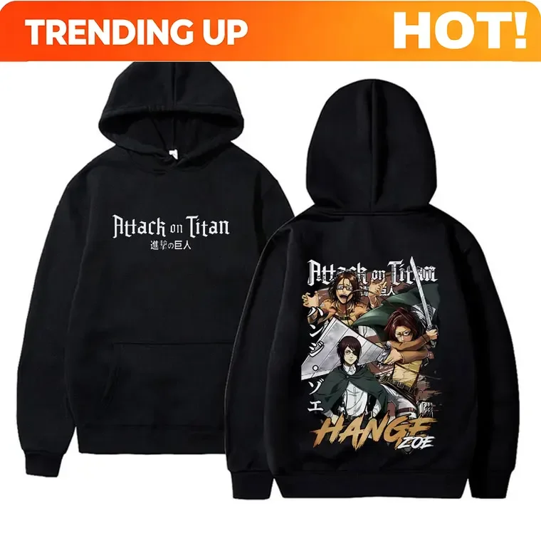 Customization Anime Attack On Titan Hanji Zoe Graphic Hoodie Male Vintage Casual Oversized Pullover Men Women Cartoon Manga Merc