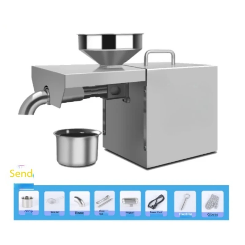 304 Stainless Steel Oil Press Machine, Multifunctional Cold Hot Pressing Expeller for Home Peanut Seeds