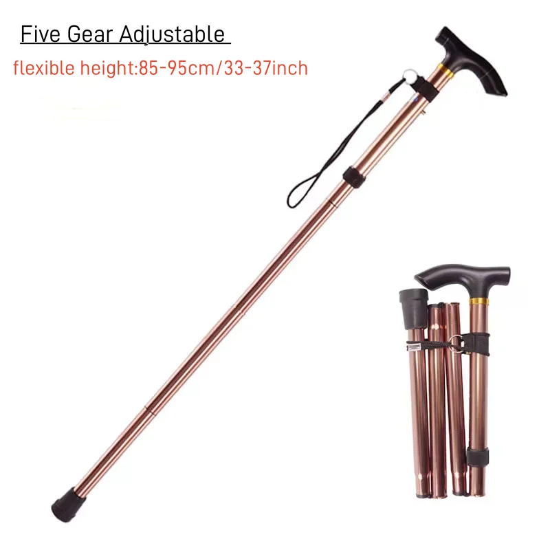 Non-slip Adjustable Height Cane Aluminum Alloy Folding Walking Stick Travel Outdoor Crutch Alpenstock For Old People Accessories