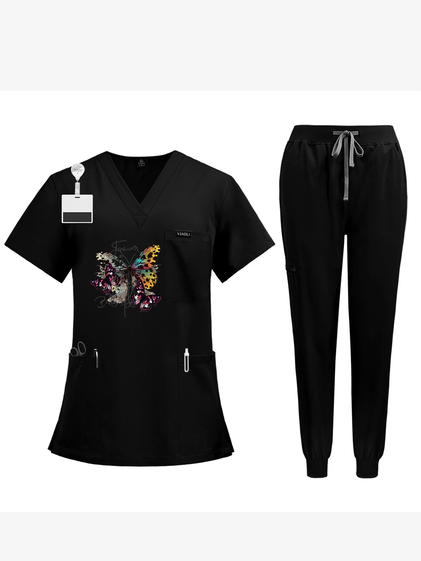 ชุดสครับแพทย์แขนสั้นสำหรับผู้หญิง สีใหม่ ลายพิมพ์แบบกำหนดเอง/DIY/พิเศษ สำหรับพยาบาล ศัลยแพทย์ ผู้ดูแลผิว ชุดป้องกันการติดเชื้อ