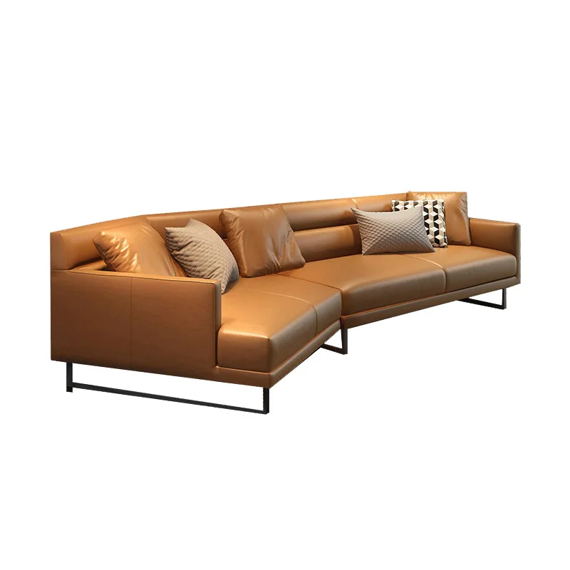 Leather sofa living room size apartment type princess corner first layer cowhide