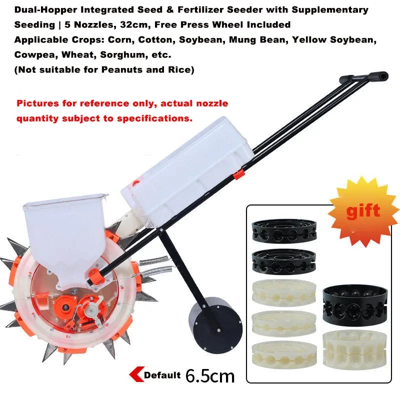 Manual Hand Push Seed Planter Fertilizing Machine Roller Type Corn Peanut Soybean Seeding Equipment for Farm