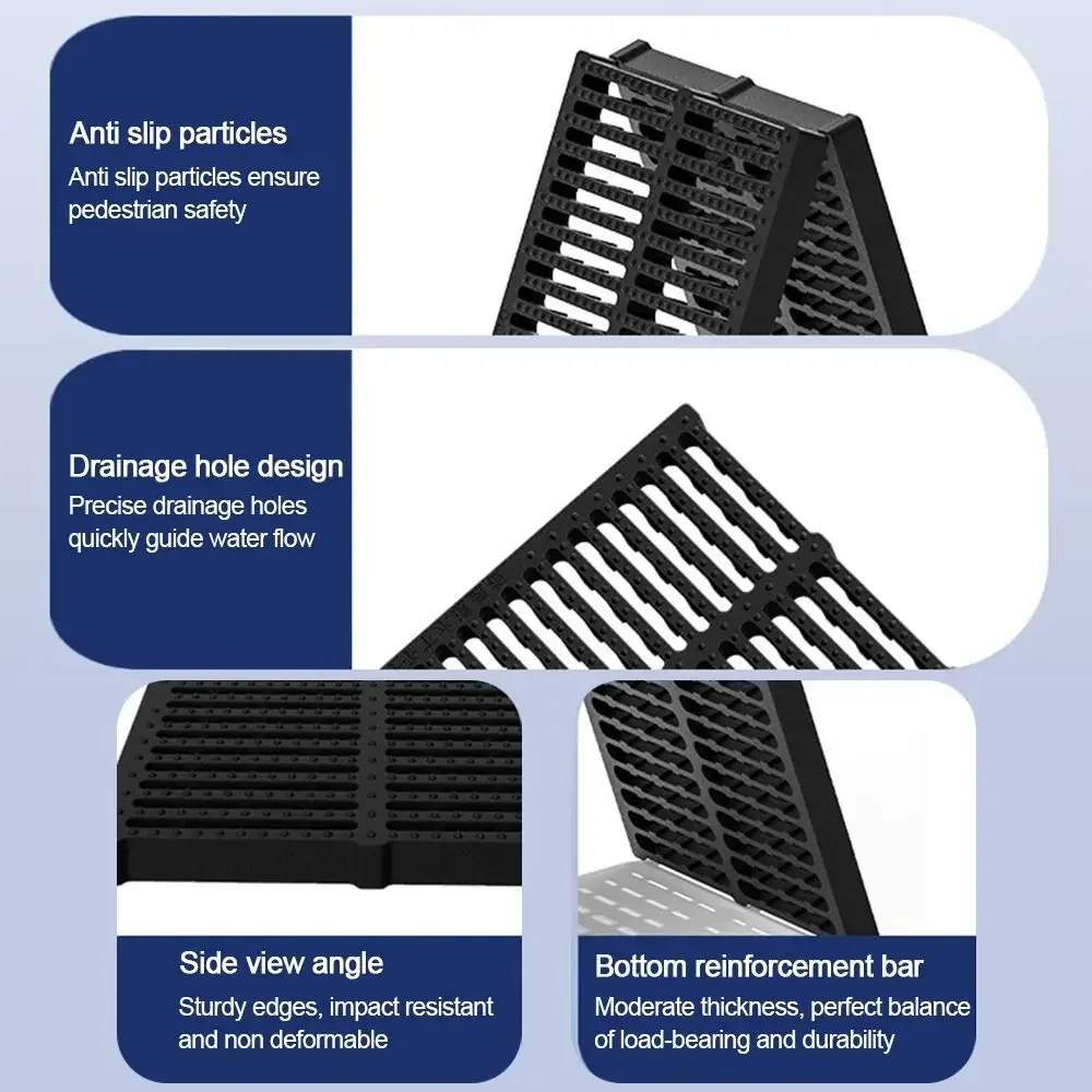 

New High Strength Trench Cover Resin Plastic Black Garage Floor Drain Rectangular Grates Drainage Kitchen