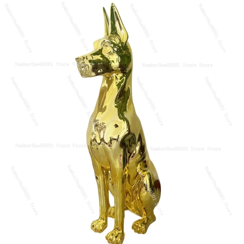 

Luxury Floor Standing Greyhound Statue European Style Electroplated Animal Sculpture for Living Room Villa Decor