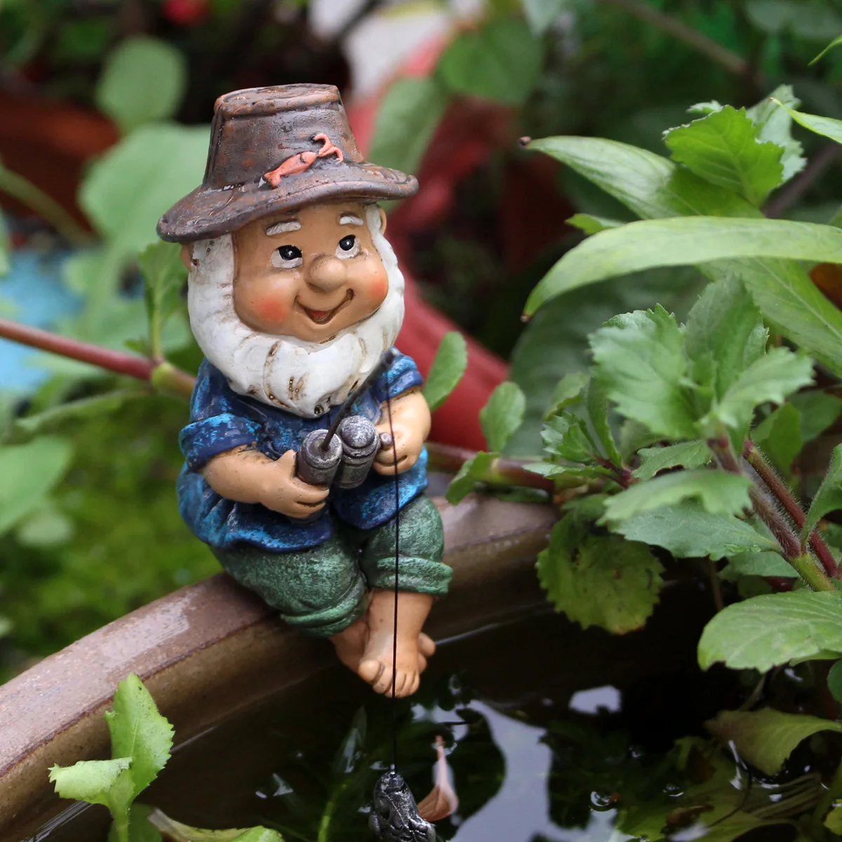 

New Cute Resin Fishing Dwarf Ornament Garden Rockery Pool Landscape Decoration Accessories Creative Outdoor Courtyard Decoration