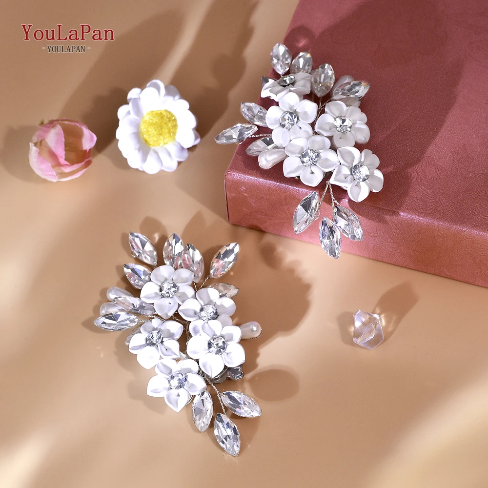 TOPQUEEN Silver Color Flower Shoe Buckle Wedding Bride Rhinestone Shoe Flower Handmade Shoe Clip High Heels Accessory HX71