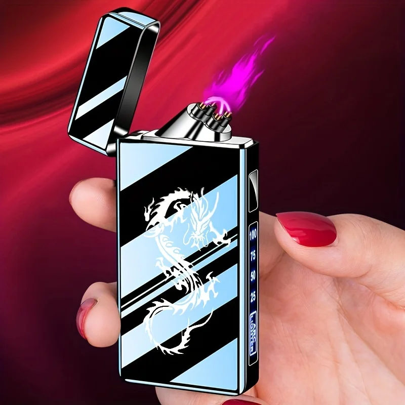 Double Arc Electric Lighter Metal Portable Windproof Touch Sensing Plasma Pulse Flameless USB Lighter Men Women Birthday Gift