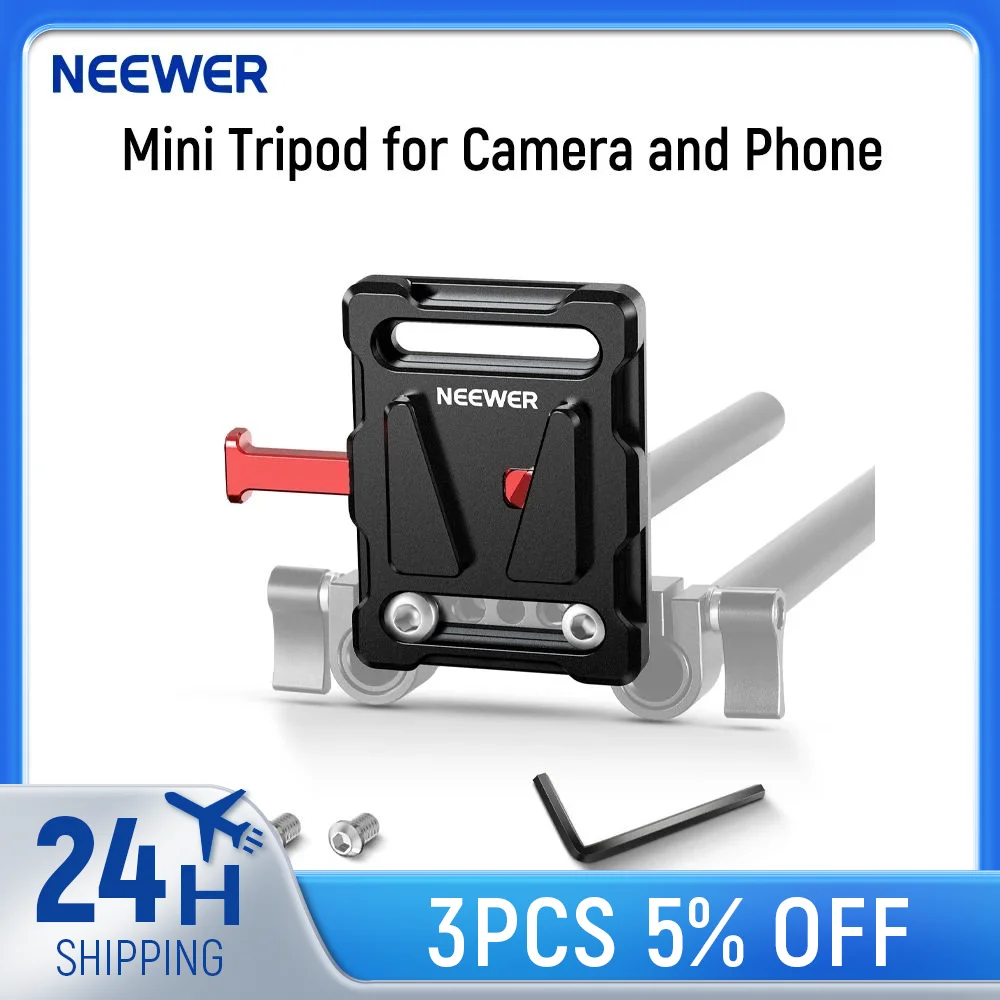 

NEEWER Mini V Mount Battery Plate for BP-V47 BP-V95 BP-150WS BP-190WS with 1/4" Threads and Quick Release Button For Cage Rig