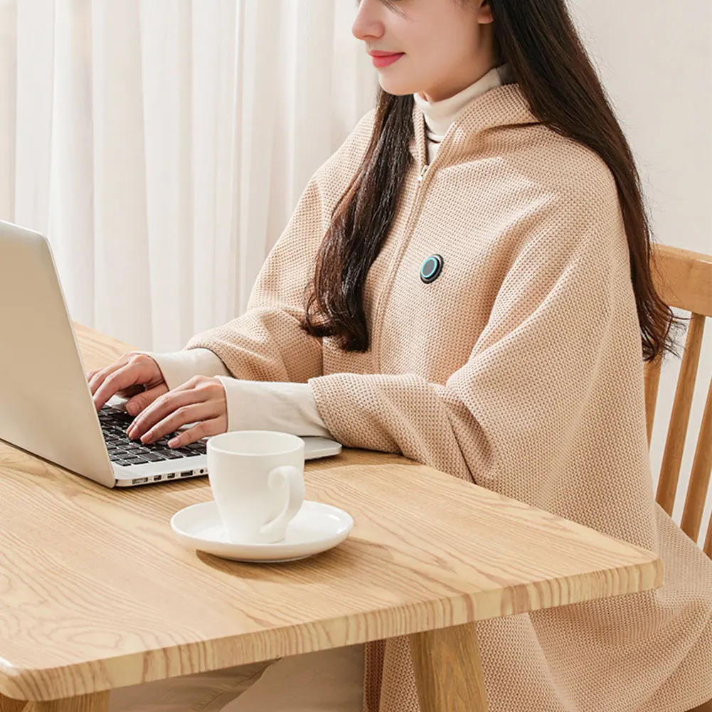 Wearable USB Electric Heated Blanket 3 Heating Levels Heating Electric Blanket Shawl USB Heated Blanket Shawl for Home Office
