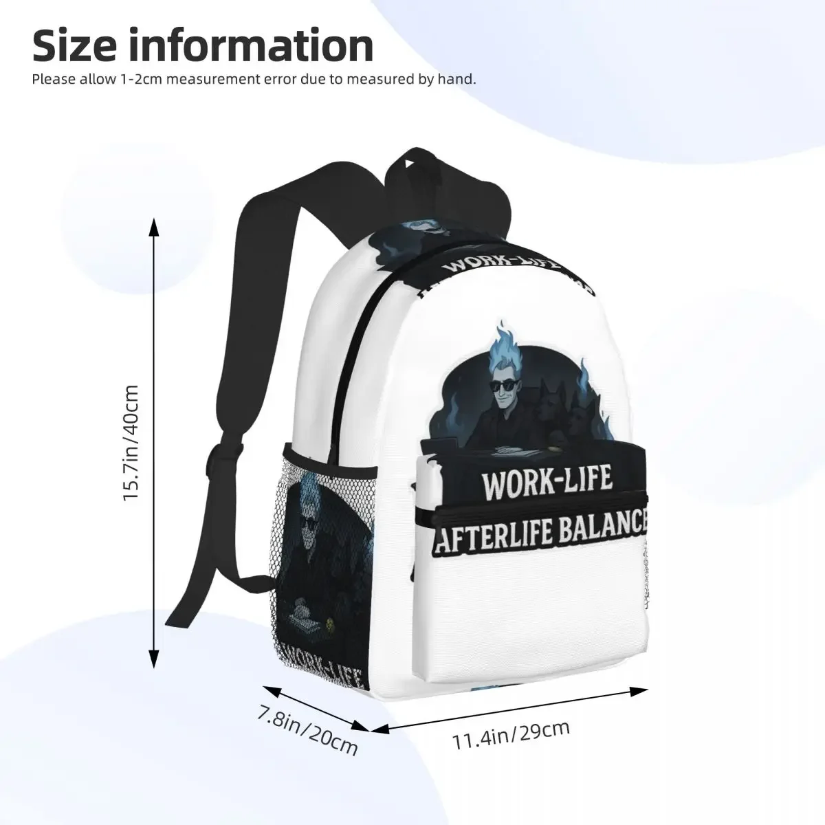 الحياة العملية بعد الحياة التوازن Hades الفكاهة على ظهره Daypack سعة كبيرة للأطفال BookBag حقيبة مدرسية حقائب الكتف للرجال والنساء