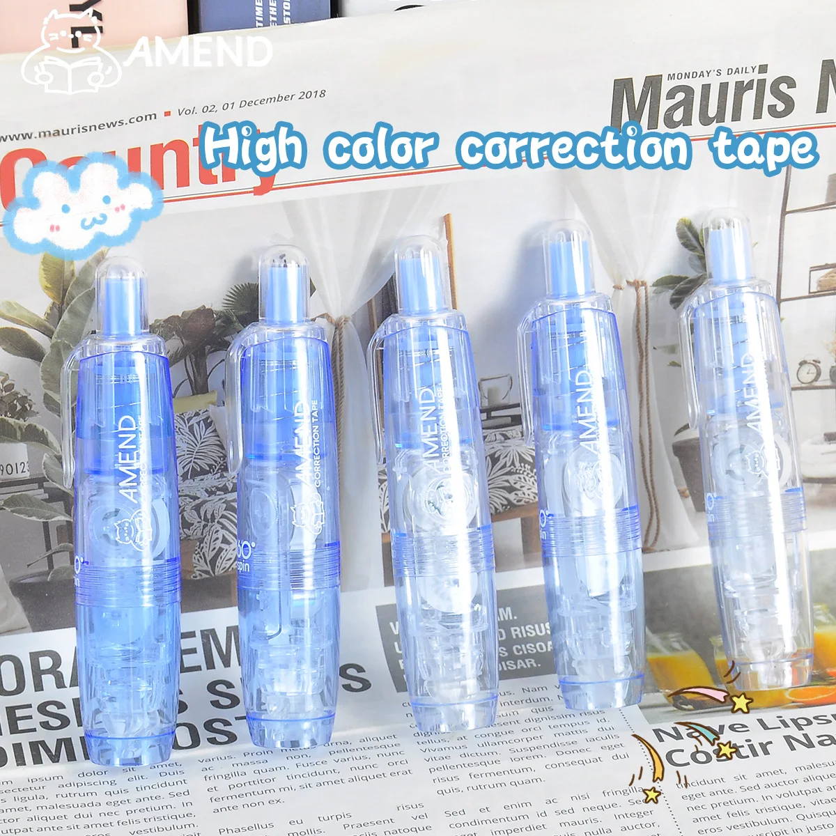 5pcs Gradient Color Correction Tapes Set 5mm*6m Correcting Tools Office School