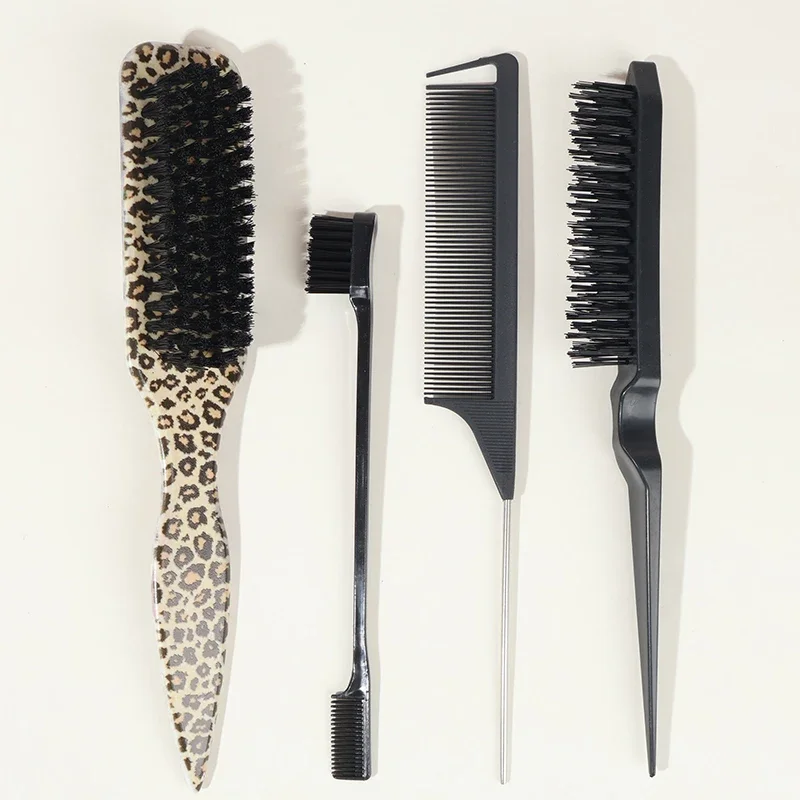 Borstenbürste für glattes Haar zum Formen von Pferdeschwänzen und Dutt, Glätten von Babyhaaren, fliegenden Haarsträhnen und zur Kantenkontrolle – zum Backcombing und Teasing – Detail 1
