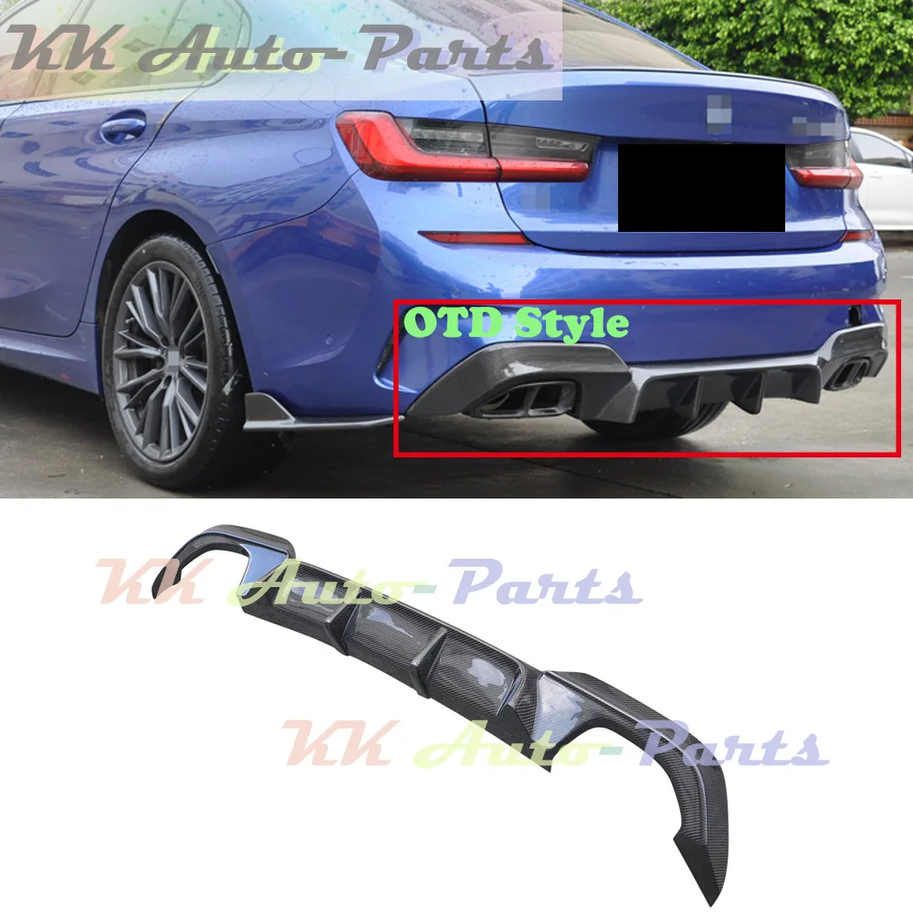 For BMW 3 Series G20 G21 M Tech OTD Style Carbon Fiber Rear Bumper Diffuser Lip Spoiler Car Auto Tuning