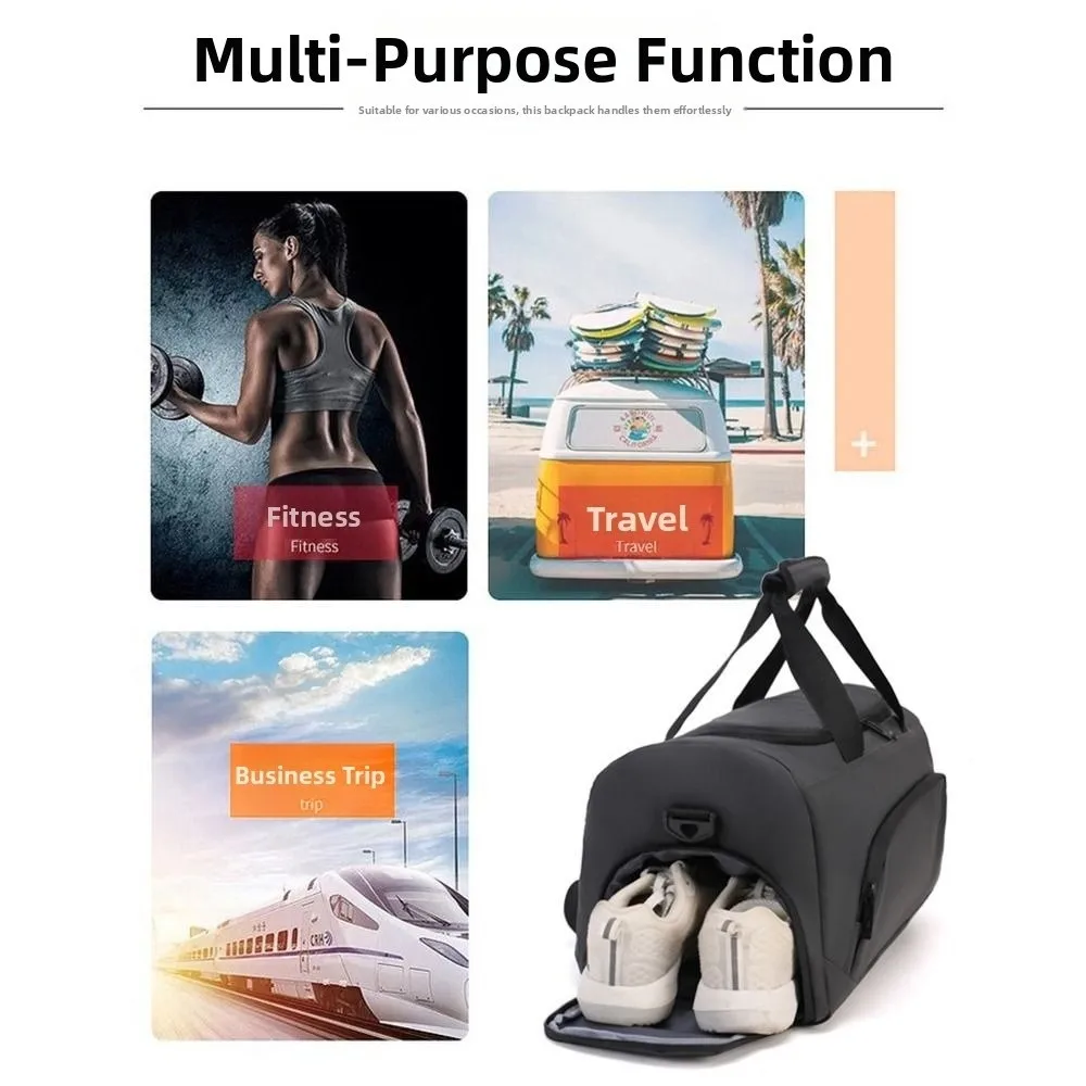 Large Capacity Travel Duffel Bag Waterproof Dustproof Sports Fitness Bag with Shoe Compartment Portable Travel Luggage Handbag