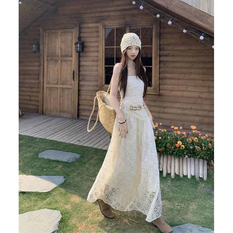 

Женское длинное платье Island Sle Vaion с тяжелой вышивкой, складками, вырезами и фактурной отделкой, в стиле феи