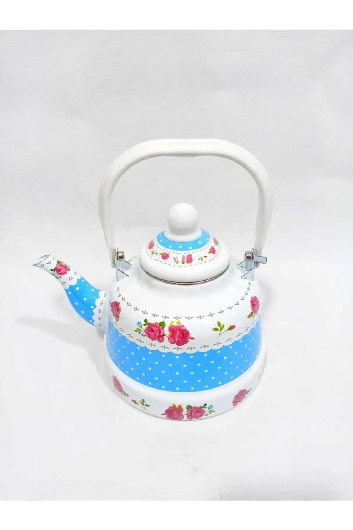 Single Top Should Keep Flower Patterned 1,5 l Enamel Teapot Teapot