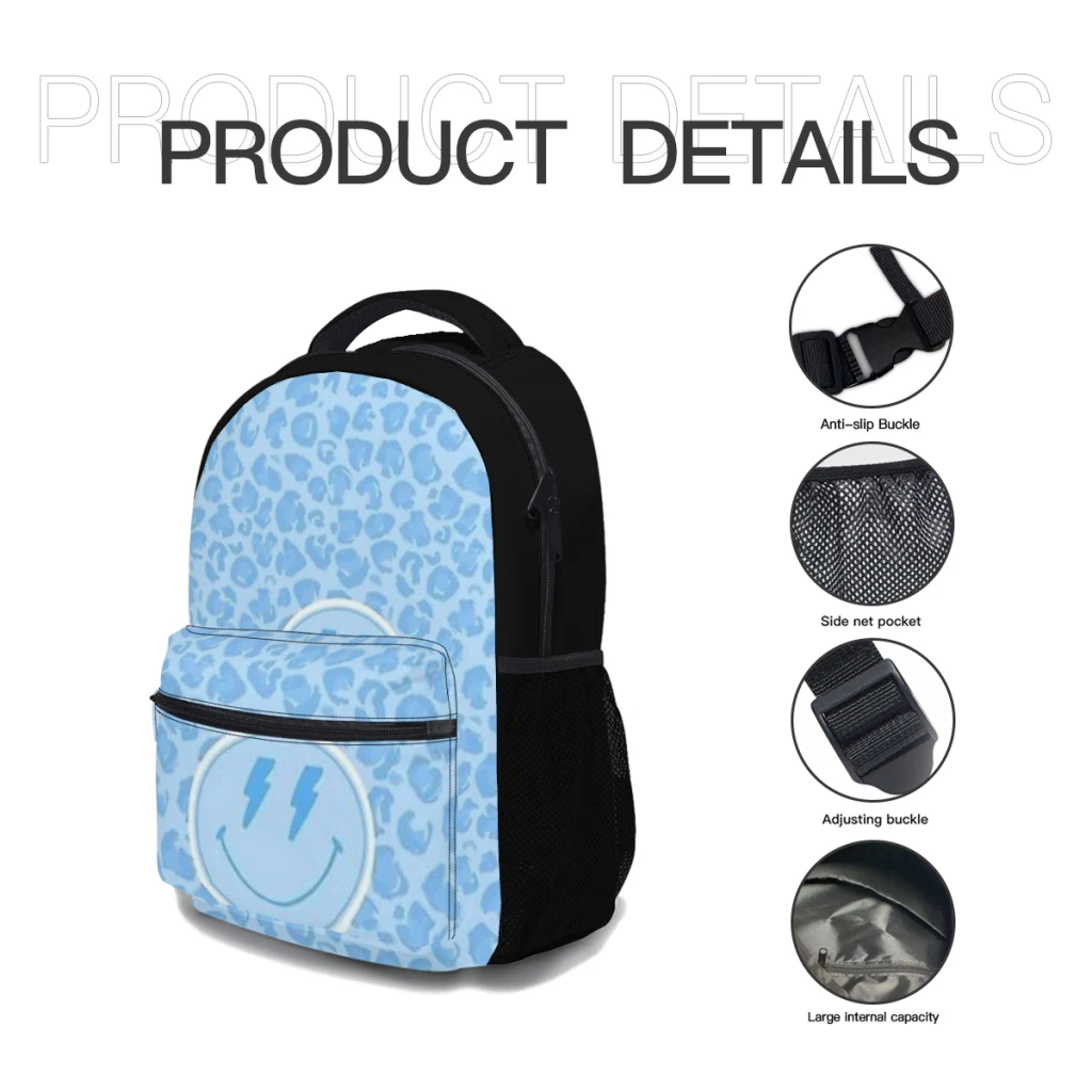 Preppy School Supplies, Blue, New Female Fashion boys High Capacity Waterproof College Backpack 17inch