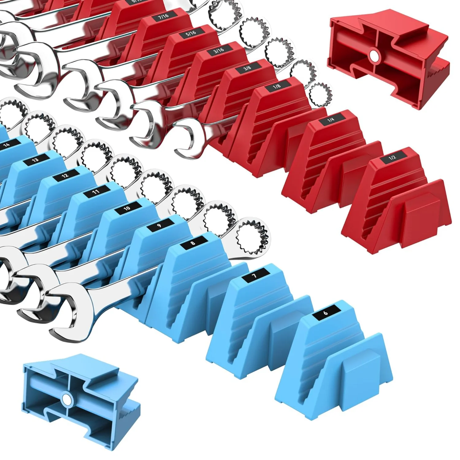 12PCS Magnetic Modular Wrench Organizers for Tool Drawers - Customizable Magnet Tool Storage Holder for Tool Box Organization