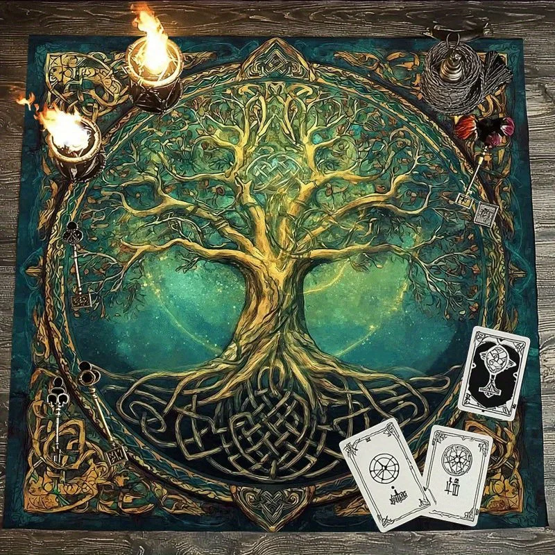 Tarot Clothes for Table Tarot Cloth Three Card Spread Magic Divination Ceremony Altar Table Mat Life Tree Card