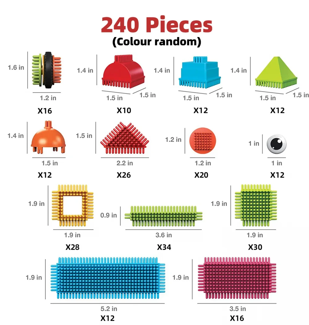 144 Uds. Bloques de construcción con forma de cerdas para niños, ladrillo, modelado intelectual, montaje interactivo para padres e hijos, juguete educativo Diy