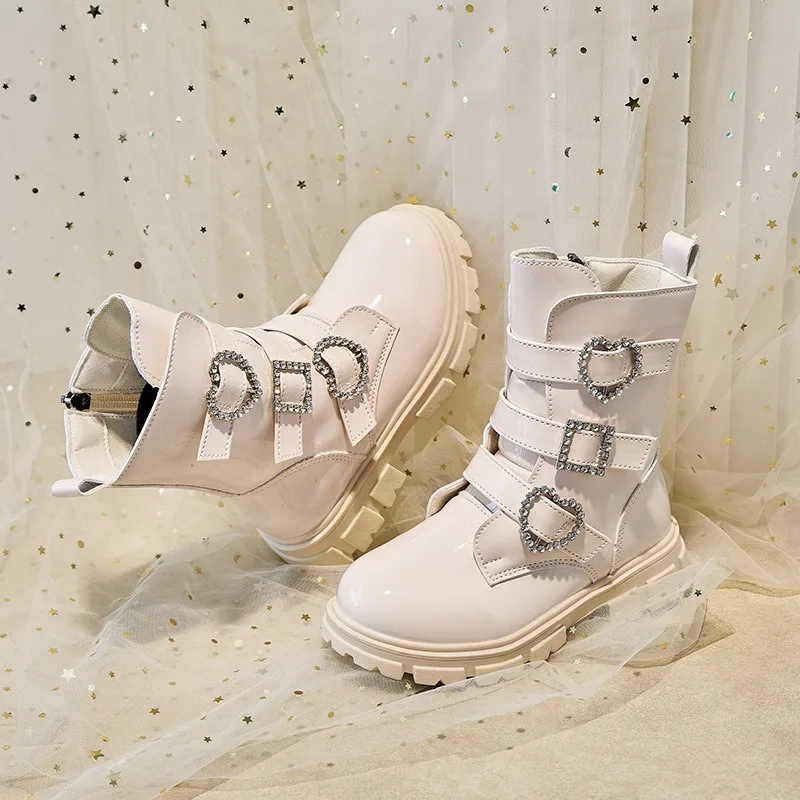 الخريف الشتاء الفتيات الثلوج أحذية الأطفال حجر الراين الحب الأميرة أحذية المضادة للانزلاق لينة سوليد يندبروف مقاوم للماء أحذية أطفال