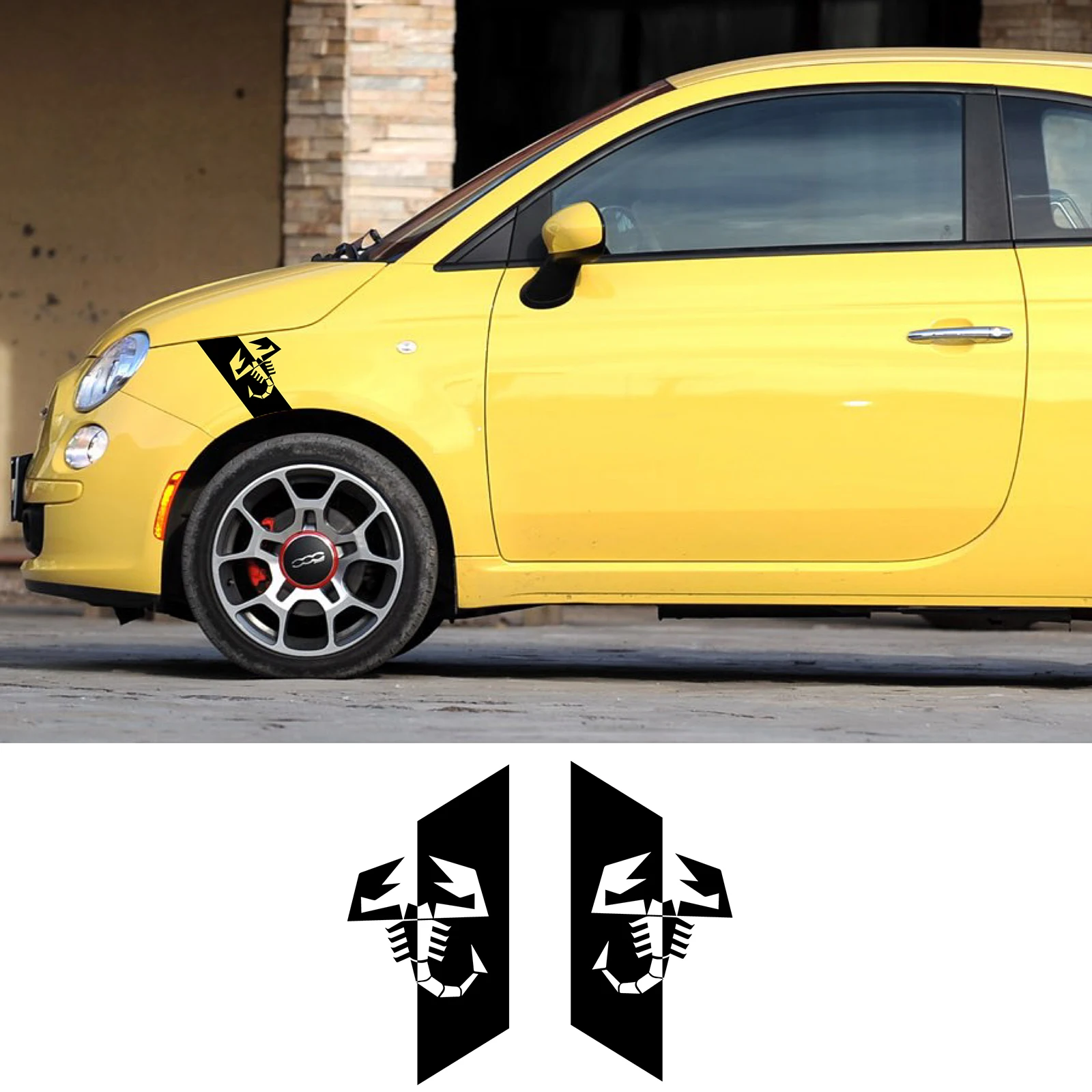 

2pcs 35x17cm Scorpion Sticker Car Side Stripes Sticker for Fiat Punto 500 Abarth Scorpion Decorative Fender Decals