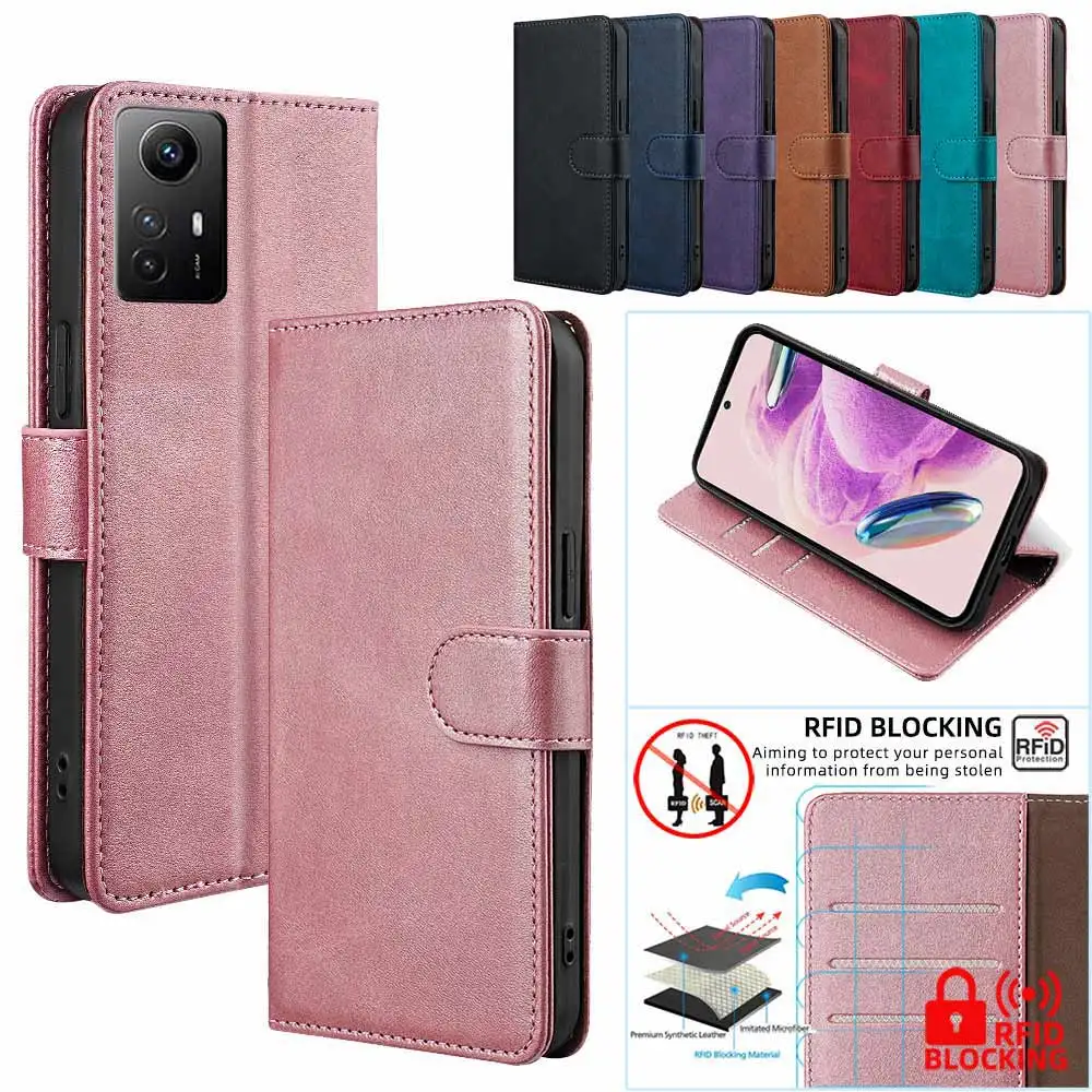 Fashion Ladies Magnetic Wallet Cover For Xiaomi Redmi Note 12 Pro Plus redmi note 12T 12R 12S Phone Bag Leather Flip Case Funda