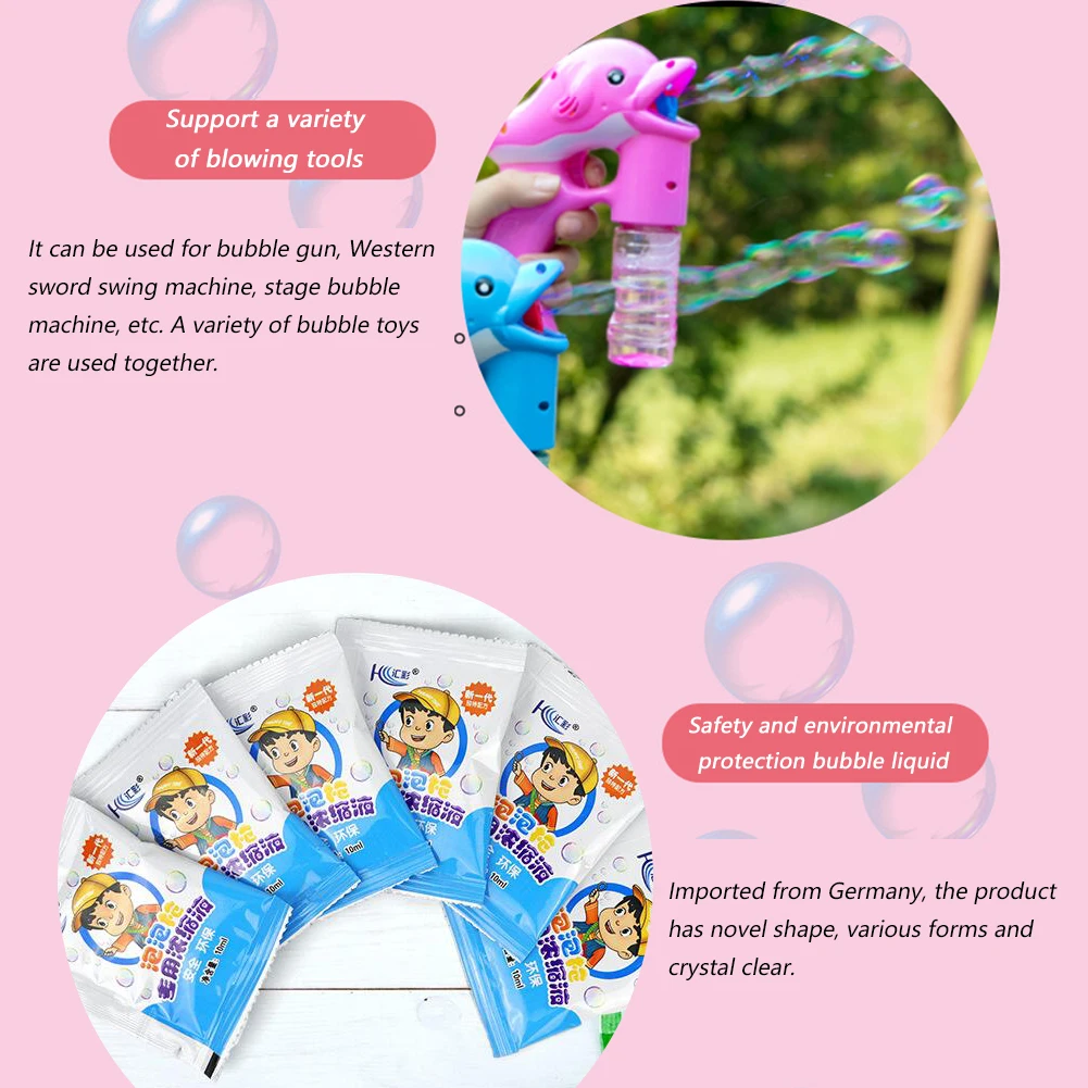 10/50/100pcs Concentrated Bubble Solution Non-toxic 10ml Bubble Solution Refill Safety Water Toys Accessory Bubble Gun Supplies