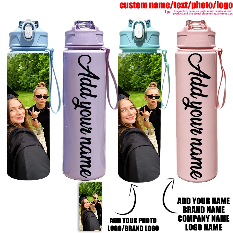 1pc 25-ounce water bottle leak-proof sports kettle with customizable name pattern designed by sisters, classmates and friends.