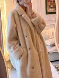 Cappotto di pelliccia sintetica inverno donna giacca di pelliccia finta stile lungo