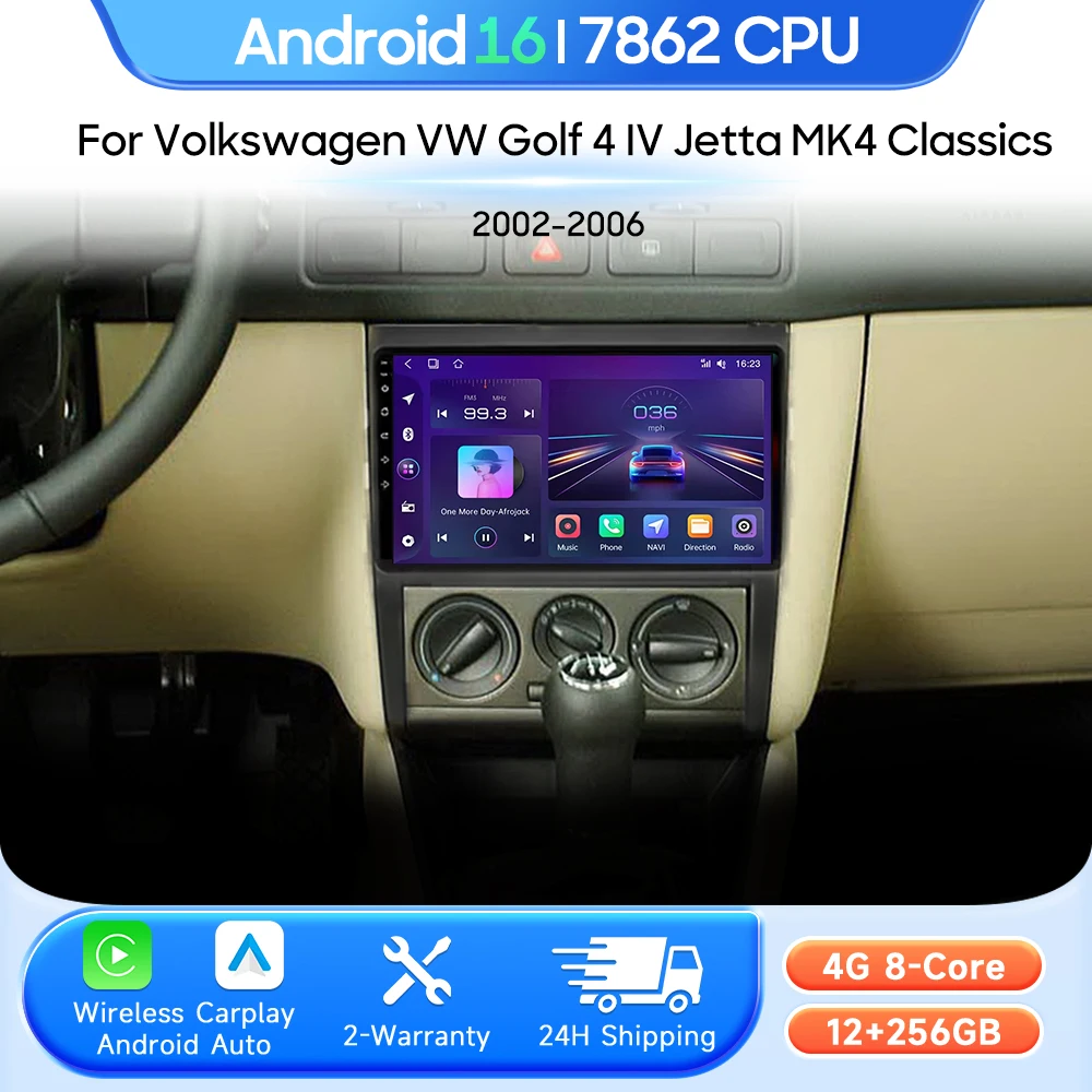 Car Multimedia Player For Volkswagen VW Golf 4 IV Jetta MK4 Classics 2002 - 2006 Android 16 Radio Carplay Auto 2din GPS Stereo
