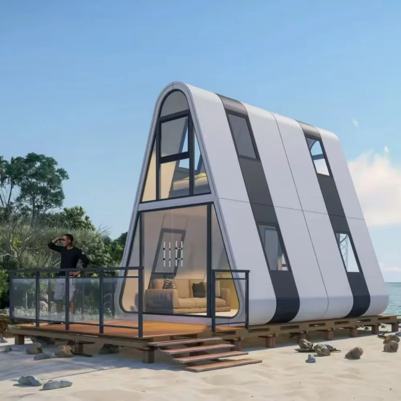 Triangle A Frame Portable Cabin House Modular Tiny Home Wooden Villa Luxury Outdoor Living