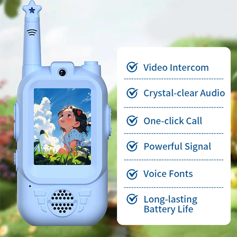 Kids Video Walkie Talkie Toys for Age 3-12 with Audio Message Sending and Photo Taking for Camping Christmas Birthday  Gifts