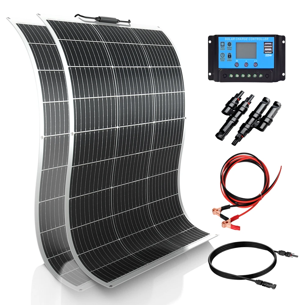 

WUZECK 200W Flexible solar panel Kit charger Battery 12V24V, 2 pcs 16.5V 100W solar panels home outdoor Car Boat camping trip