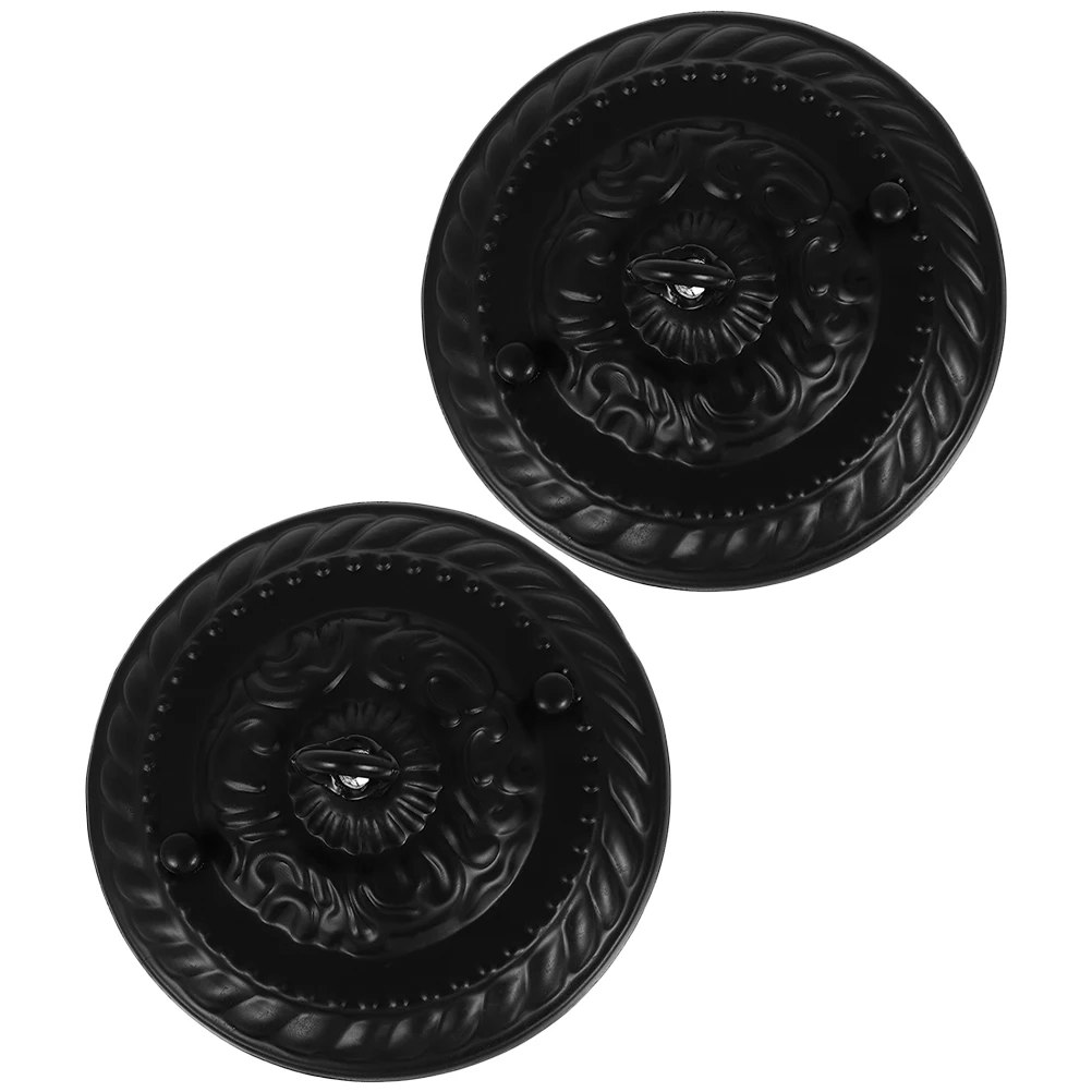 

2Pcs Vintage Ceiling Canopy Bracket 130mm Black Steel Zinc Alloy Pendant Light Fixture Mounting Plate Cover Hooks
