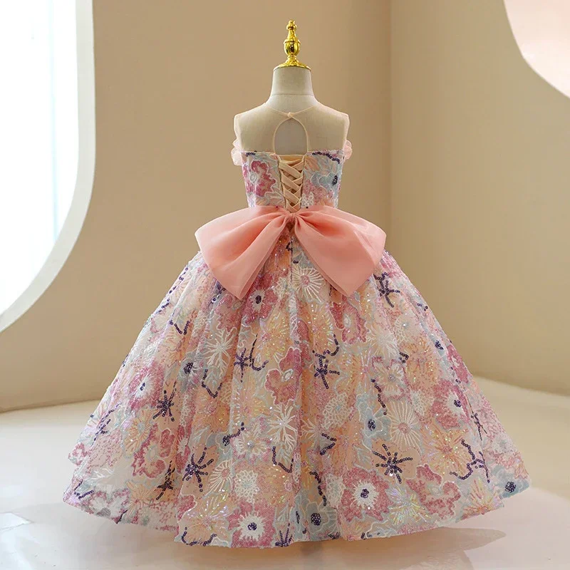 NBFENFA Mmulti Color Wedding Guest Party Dresses for Flower Girl 2023 Sleeveless Children  Birthday Princess Ball Gown Dress