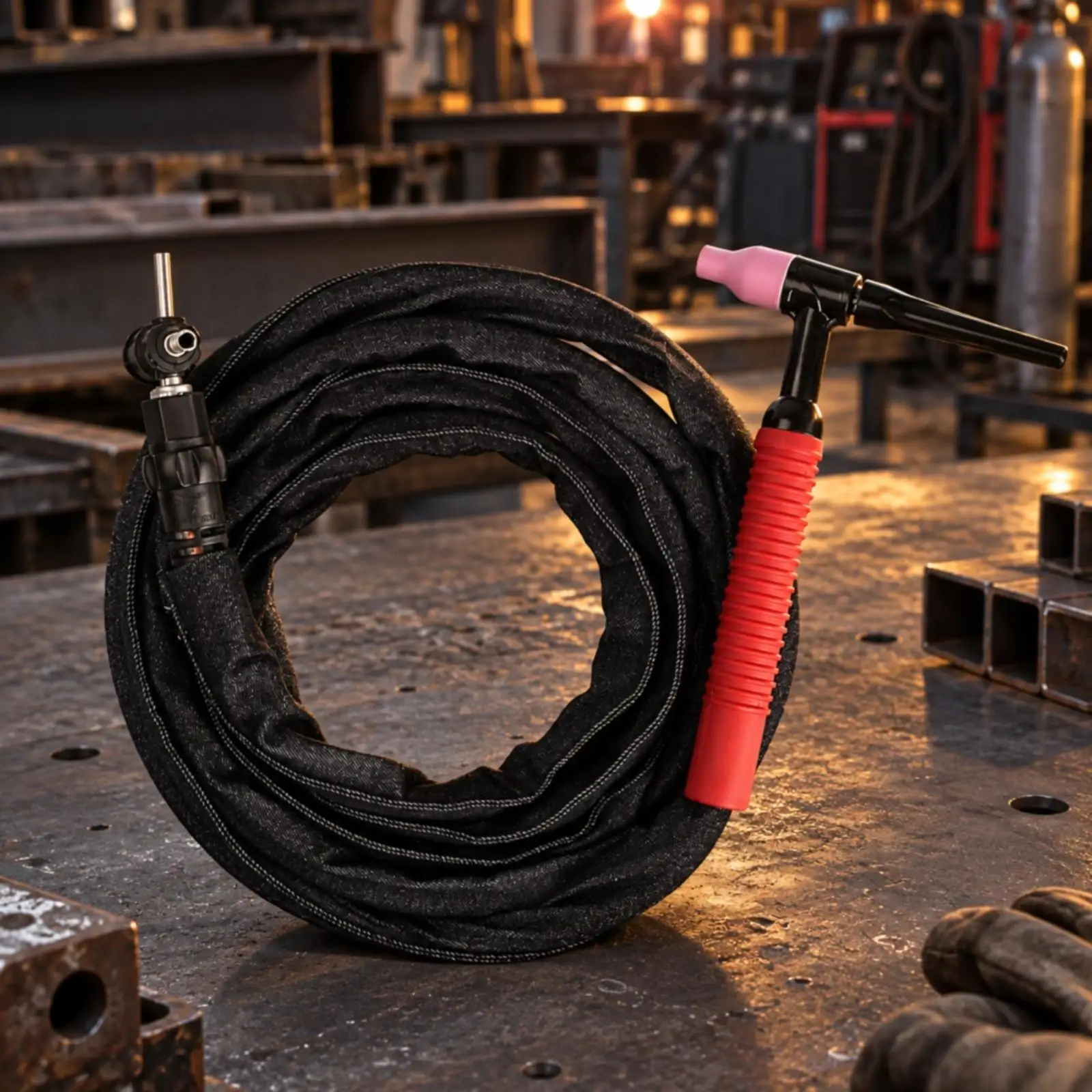 QQ300A-1 TIG Joining Torch Ribbed Grip TIG Joining Torch with Copper Cable Ergonomic for Welders, Fabrication Workers, Workshop