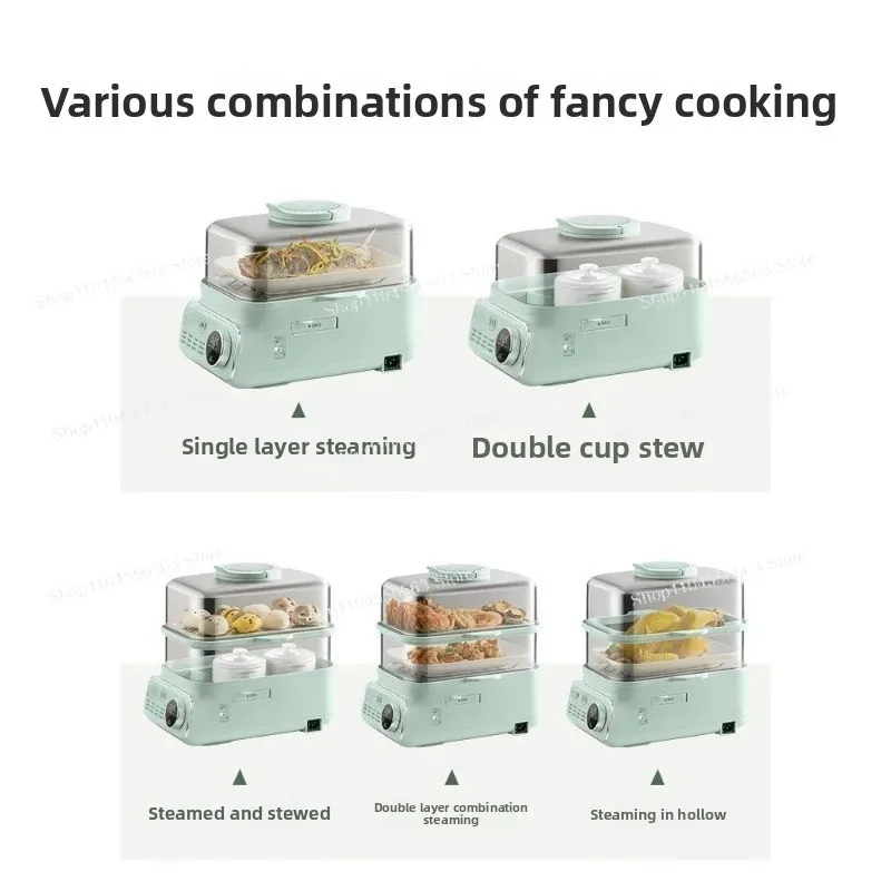 220V 스테인리스 스틸 전기 음식 찜기 - 다기능 2-in-1 찜 및 조림용 소형 사각 디자인