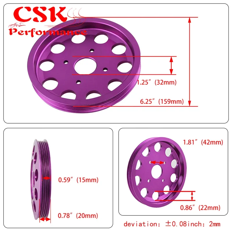 LIGHT-WEIGHT CRANK PULLEY Fits For Nissan skyline GTS GTR RB20 RB25 RB26 PULLEY PURPLE