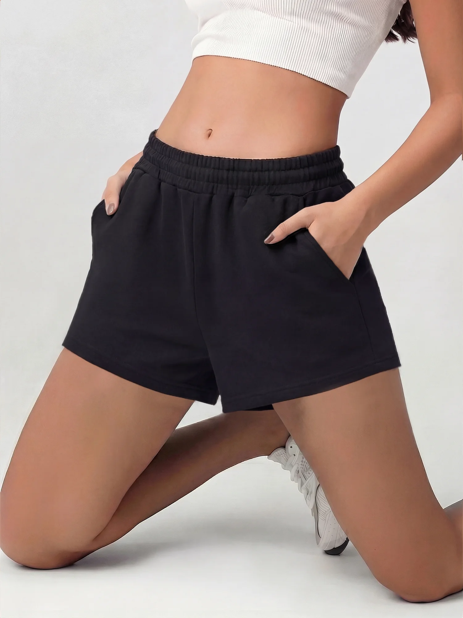Light Business Casual Pocket Shorts, Loose Fit Sweat Pants for Relaxed Workplace Daily Commute