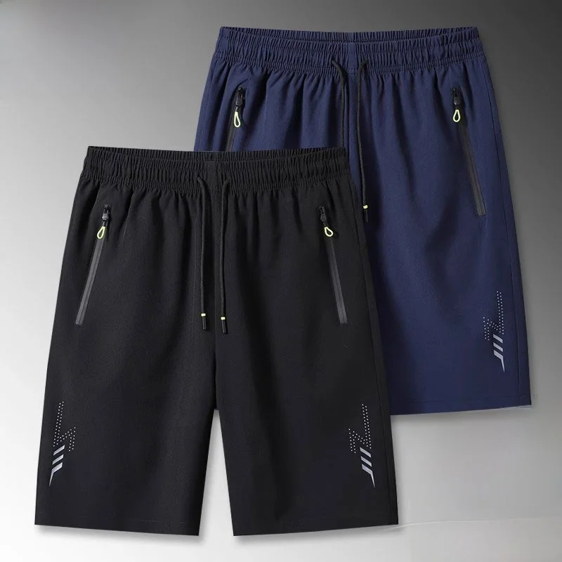 

Мужские спортивные брюки из ледяного шелка, быстросохнущие, летние, для фитнеса, тренировок, бега, повседневные, свободного кроя, с высокой талией, прямые, длиной пять дюймов