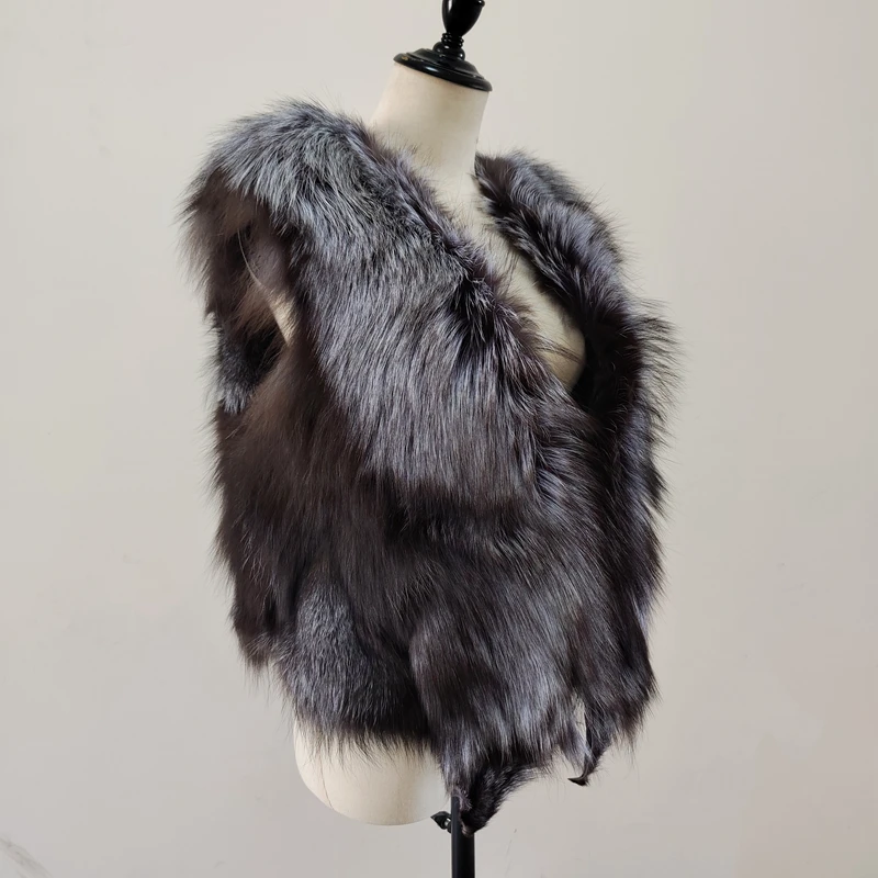 Natural Real Fox Fur Vest para Mulheres, Fluffy Girl, Frete Grátis