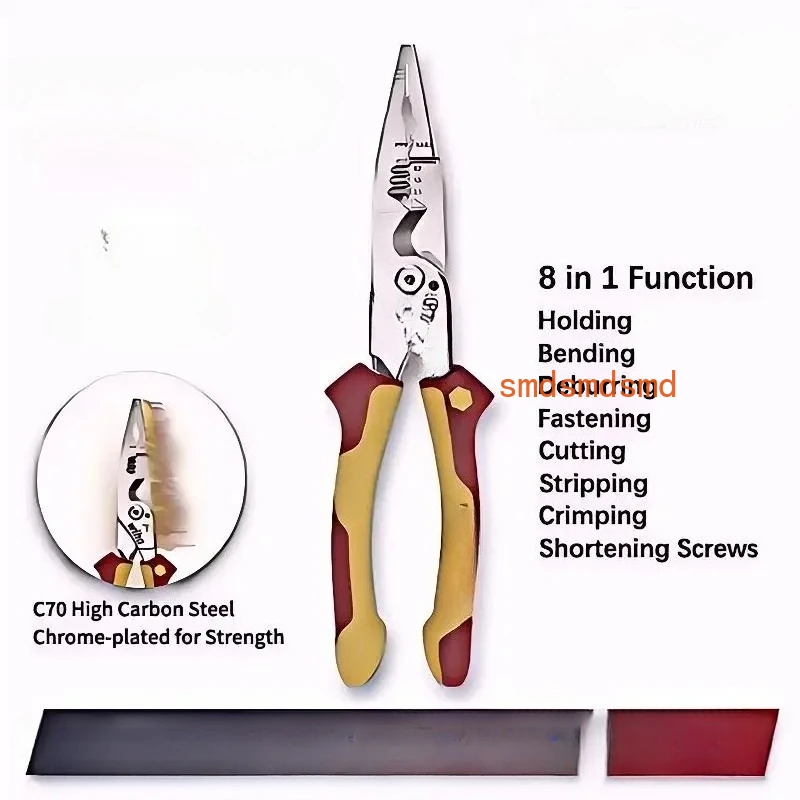 

45489 Multifunctional 8-in-1 Industrial Electrician Insulated Wire Strippers Pointed Crimping and Cutting Pliers 1000V VDE