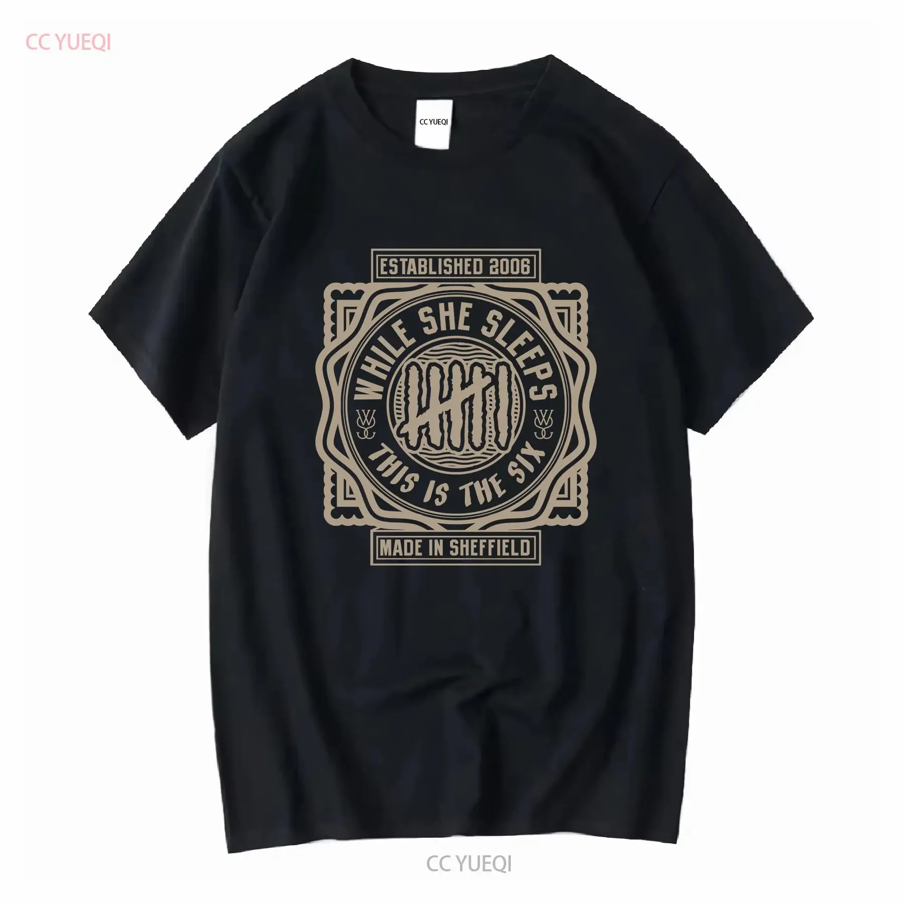 „While She Sleeps That's The Six“ T-Shirt im Vintage-Stil, gewaschenes Oberteil für den Alltag, bequem, leicht streetwear, atmungsaktiv