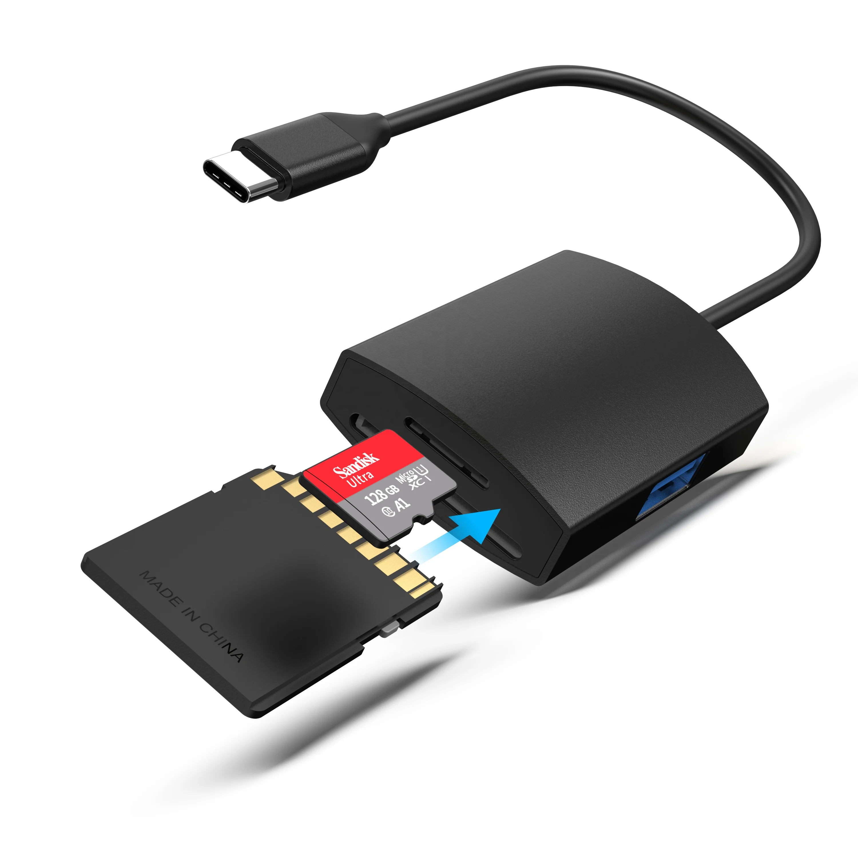 3 in 1 Card Reader Usb 3.0 + SD + TF Slot Type-c All in 1 Card Reader